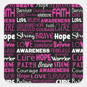 Awareness Words...Breast Cancer Square Sticker