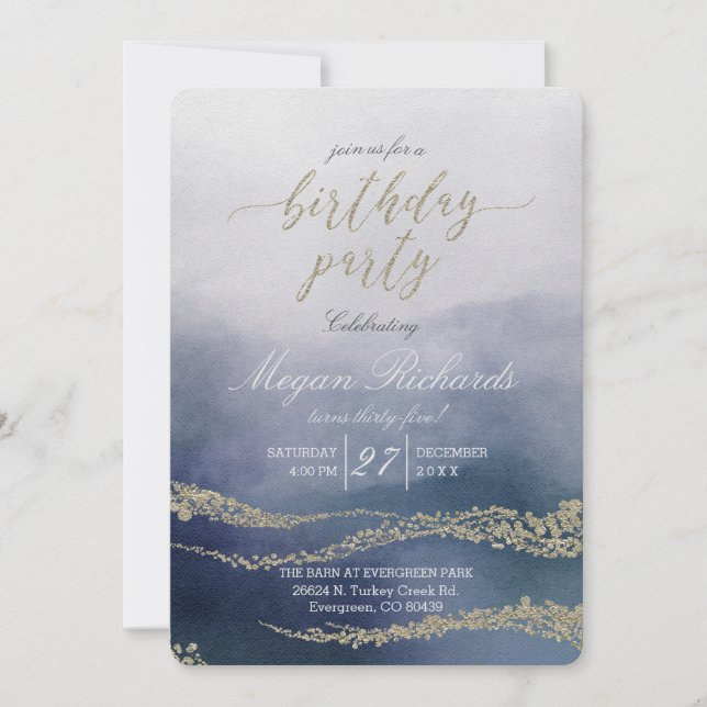 Awash Elegant Watercolor Birthday Party Invitation (Front)