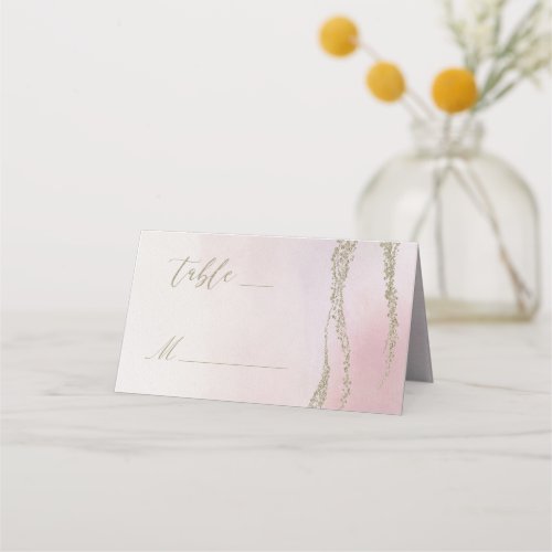 Awash Elegant Watercolor in Blush Table Number Place Card