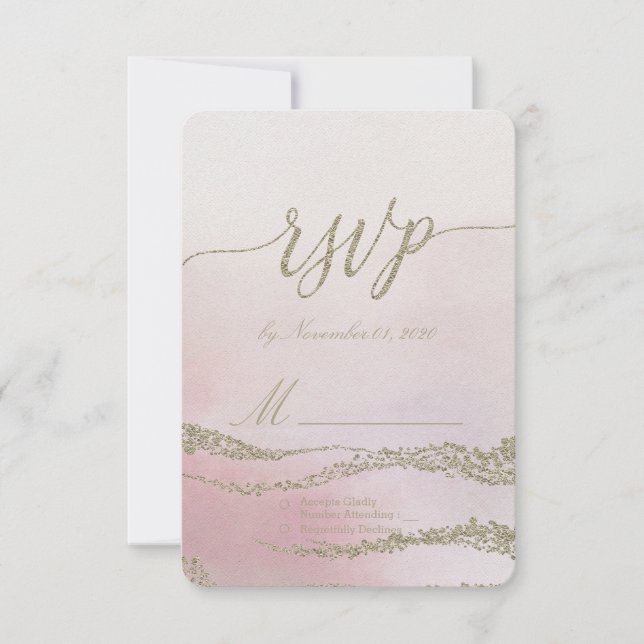Awash Elegant Watercolor in Blush Wedding RSVP (Front)