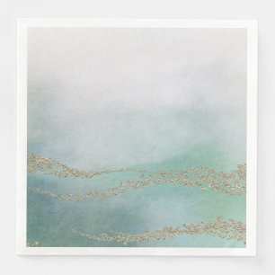 Awash Elegant Watercolor in Ocean Wedding Paper Dinner Napkins