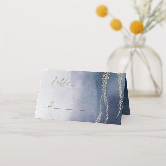 Awash Elegant Watercolor in Surf Table Number Place Card (Front)