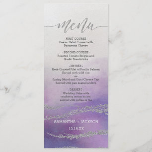 Awash Elegant Watercolor Orchid Wedding Menu