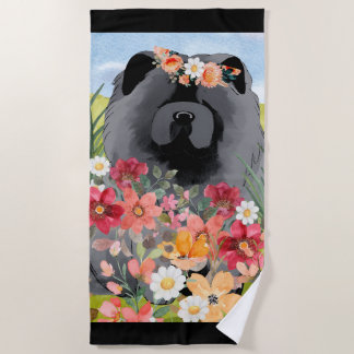 AWASH IN LIGHT Black - Blue Chow Dog Beach Towel