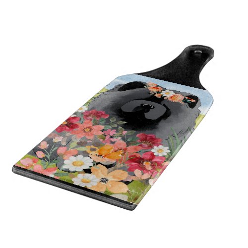 AWASH IN LIGHT Black _ Blue  Chow Dog   Cutting Board