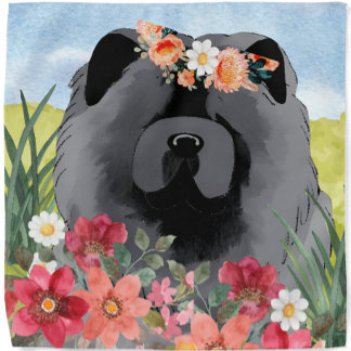 AWASH IN LIGHT Black - Blue Chow Dog Furoshiki Bandana