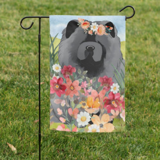 AWASH IN LIGHT Black - Blue  Chow Dog garden flag