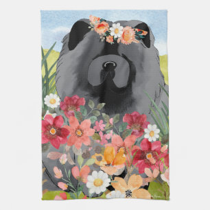 AWASH IN LIGHT Black - Blue Chow Dog Kitchen Towel