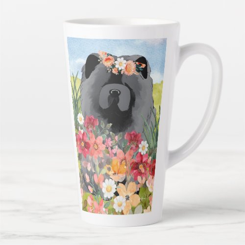 AWASH IN LIGHT Black _ Blue  Chow Dog  Latte Mug