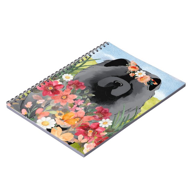 AWASH IN LIGHT Black - Blue  Chow Dog   Notebook (Left Side)