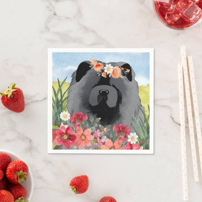 AWASH IN LIGHT Black - Blue  Chow Dog  shirts Napkins (Insitu)