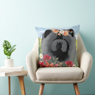 AWASH IN LIGHT CHOW black blue Throw Pillow