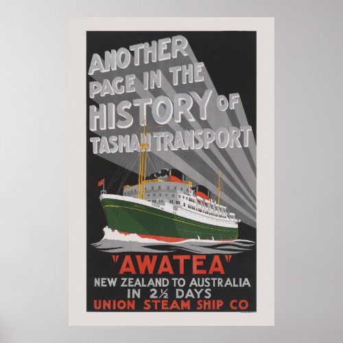 Awatea New Zealand Vintage Poster 1930