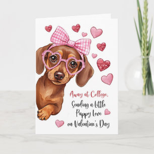 Away at College Valentine for Her Puppy Love Card