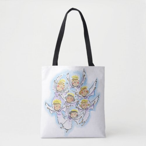 Away in a Manger and Angels Tote Bag