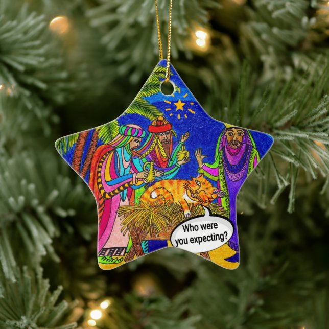 Away in a Manger Ceramic Ornament (Tree)