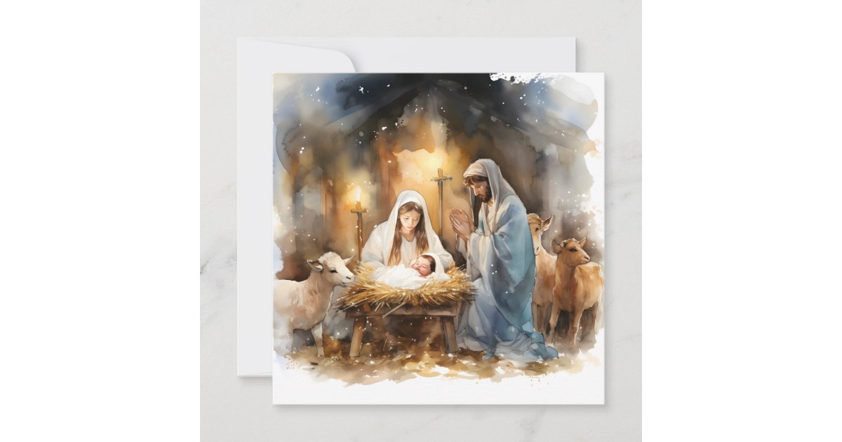 Away In A Manger Christmas Holiday Card | Zazzle