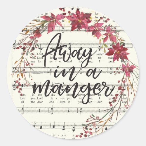 Away in a Manger Christmas Hymn Sticker