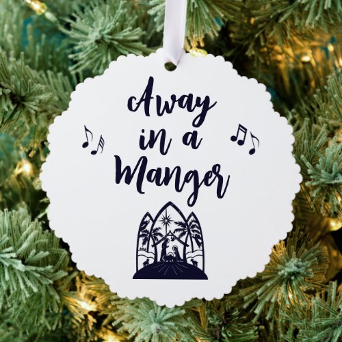 Away in a Manger Christmas Minimalist Typography Ornament Card