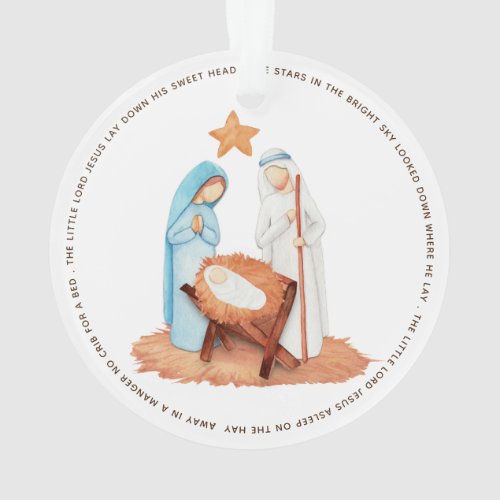 Away In A Manger Lyrics Simplistic Nativity Ornament