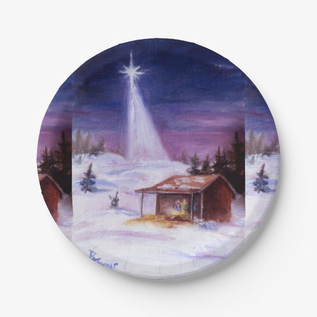 Away In a Manger Paper Plates (Front)