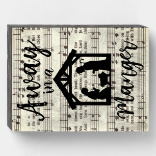 Away in a Manger Wooden Box Sign