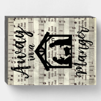 Away in a Manger Wooden Box Sign