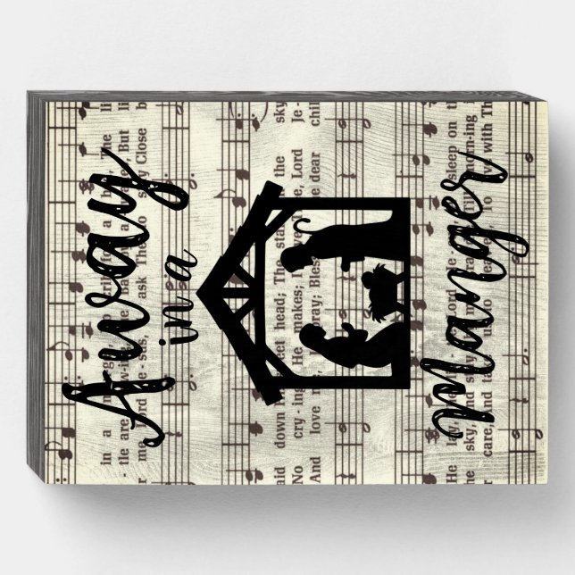 Away in a Manger Wooden Box Sign (Front Horizontal)