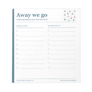 Away We Go Sailboat Travel Packing List Notepad