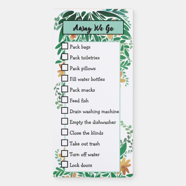 Away We Go To do list Magnetic Notepad (Front)