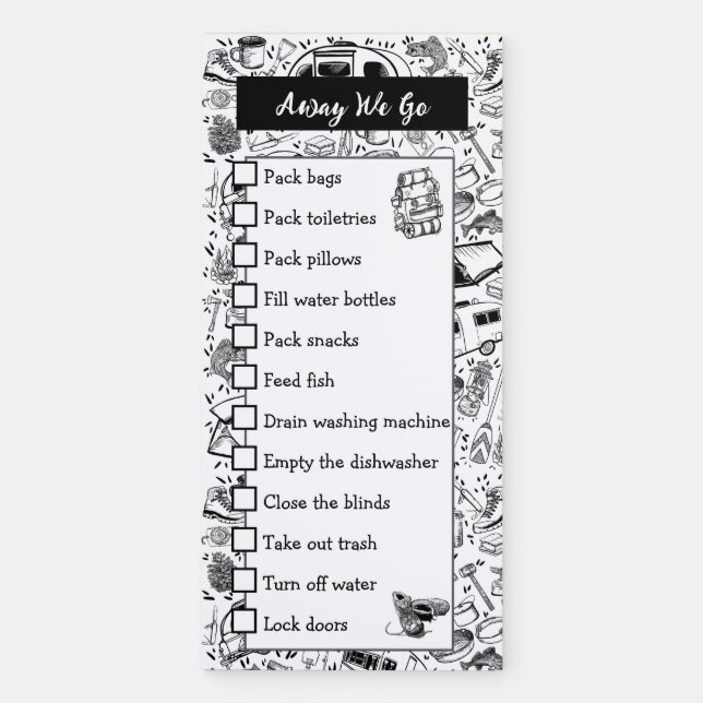 Away We Go To do list Magnetic Notepad (Front)