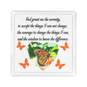 AWE INSPIRING BUTTERFLY SERENITY PRAYER PHOTO ACRYLIC TRAY
