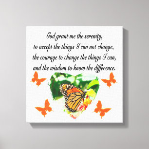 AWE INSPIRING BUTTERFLY SERENITY PRAYER PHOTO CANVAS PRINT