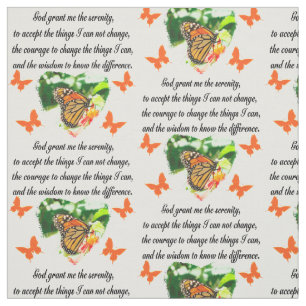 AWE INSPIRING BUTTERFLY SERENITY PRAYER PHOTO FABRIC