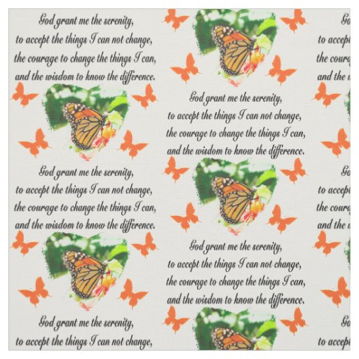 AWE INSPIRING BUTTERFLY SERENITY PRAYER PHOTO FABRIC