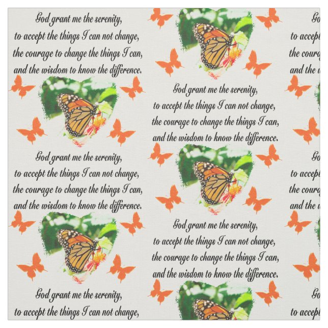 AWE INSPIRING BUTTERFLY SERENITY PRAYER PHOTO FABRIC (Swatch)