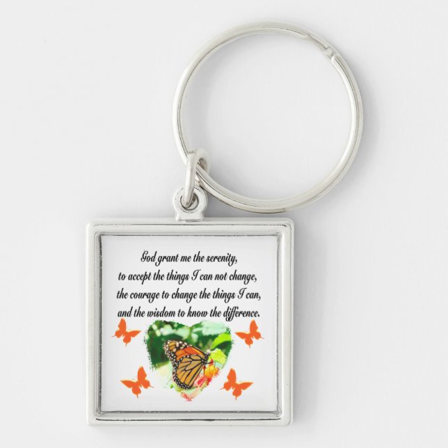 AWE INSPIRING BUTTERFLY SERENITY PRAYER PHOTO KEYCHAIN (Front)