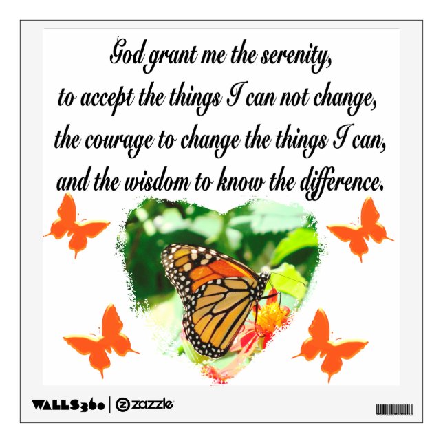 AWE INSPIRING BUTTERFLY SERENITY PRAYER PHOTO WALL STICKER (Front)