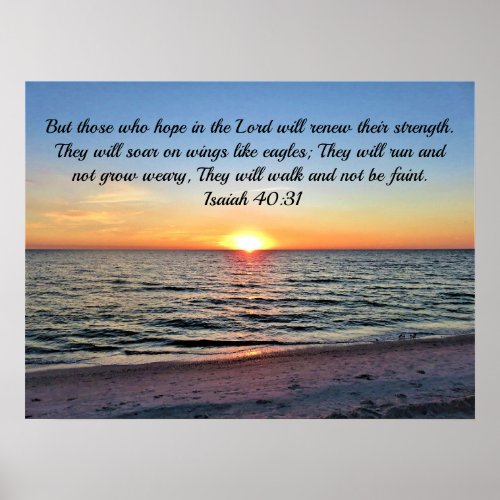 Awe_Inspiring Isaiah 4031 Sunrise Over the Ocean Poster