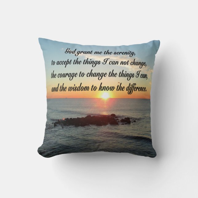 AWE INSPIRING SERENITY PRAYER DESIGN THROW PILLOW (Front)