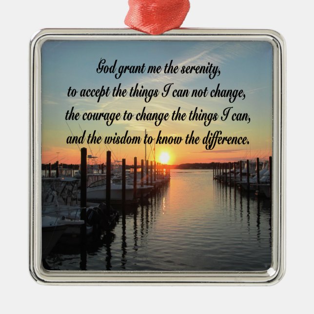 AWE-INSPIRING SERENITY PRAYER SUNSET PHOTO DESIGN METAL ORNAMENT (Front)