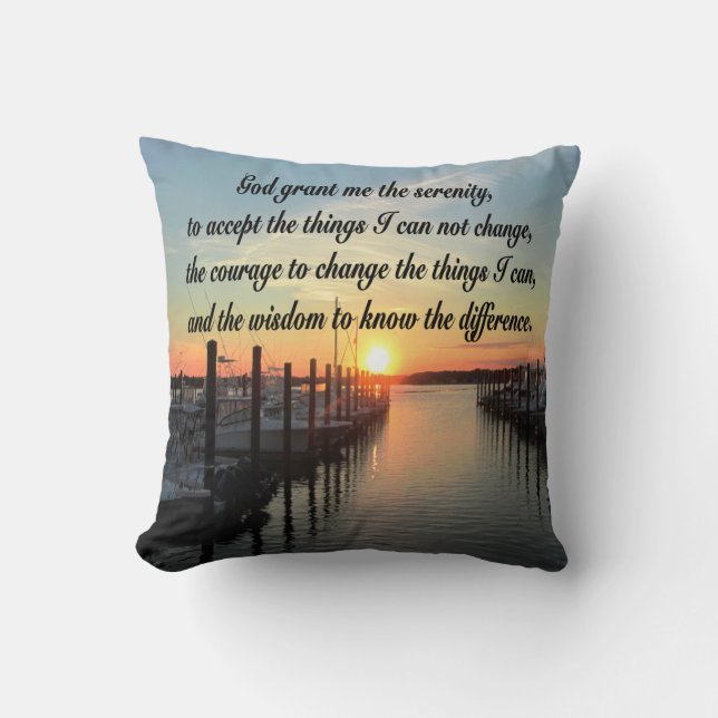 AWE-INSPIRING SERENITY PRAYER SUNSET PHOTO DESIGN THROW PILLOW (Front)