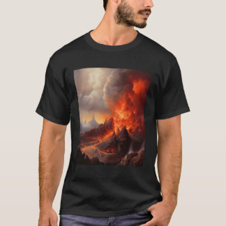 Awe-Inspiring Volcanic Eruption Scene With Lava Fl T-Shirt