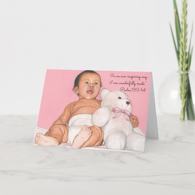 Awe-inspiring Way~Wonderfully Made~Scripture~Baby Card (Front)