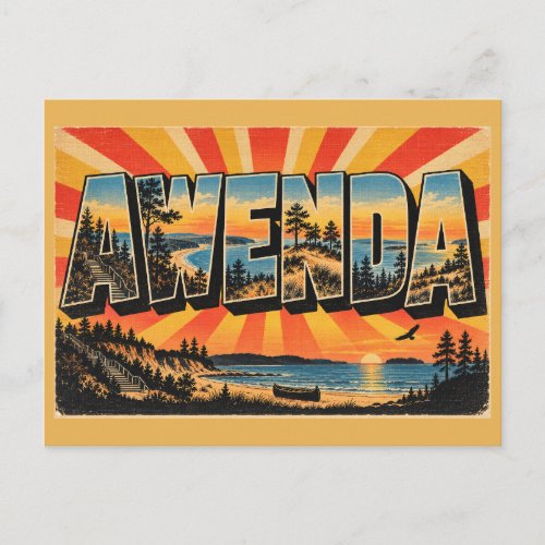 Awenda ON Georgian Bay Dunes Bluff Art Postcard