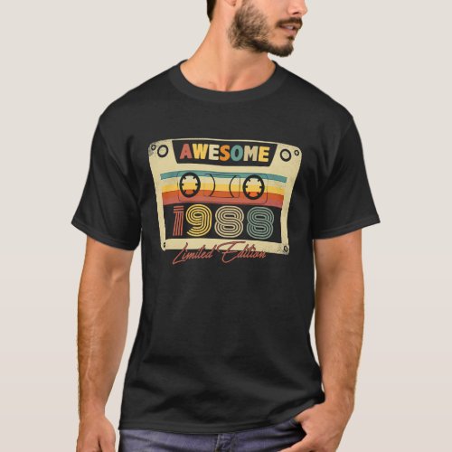 Awesome 1988 Retro Cassette Tape 35th B day 35 Yea T_Shirt