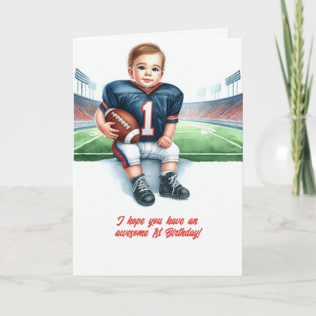 Awesome 1st Birthday Football  Card (Front)