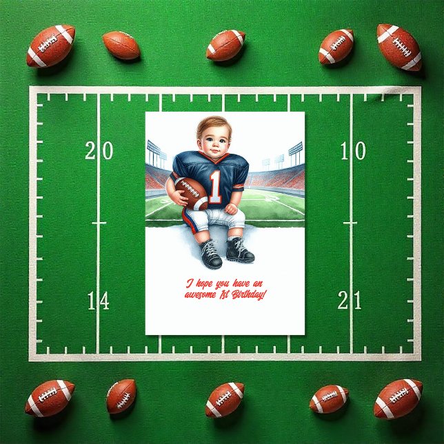 Awesome 1st Birthday Football  Card (Awesome 1st Birthday Football Card)