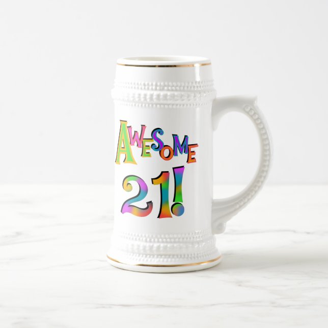 Awesome 21 Birthday T-shirts and Gifts Beer Stein (Right)
