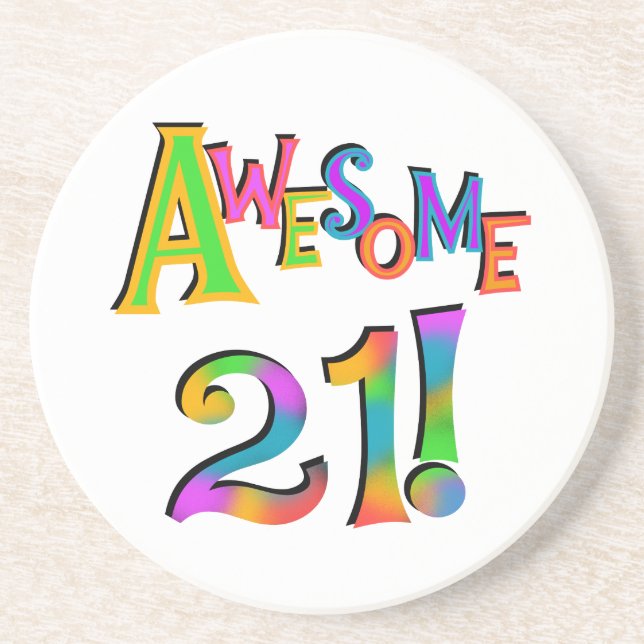 Awesome 21 Birthday T-shirts and Gifts Drink Coaster (Front)